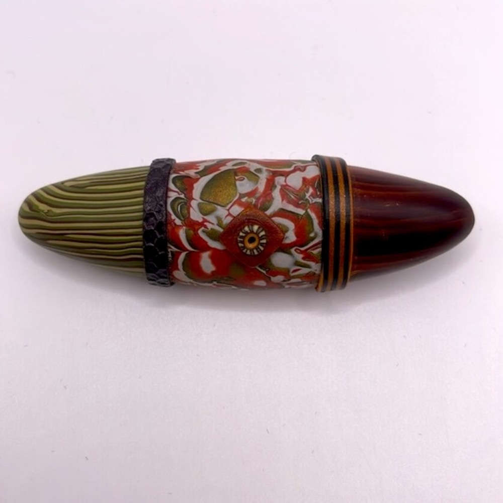 Artisan Loretta LAM Hand Crafted Art Brooch Dimensional Bar Pin